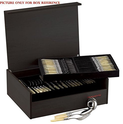 Casa Bugatti ARCAM-W5460 Arianna - Juego de cubiertos (75 piezas) en un baúl de madera de wengué