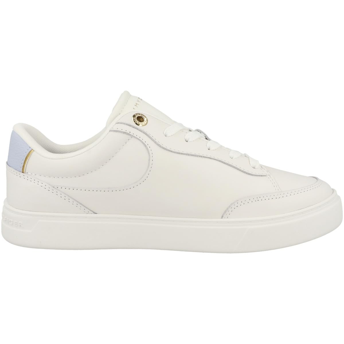Tommy Hilfiger Sneaker Court Mujer Essential Chic de Piel, Multicolor (Ecru/Breezy Blue), 39