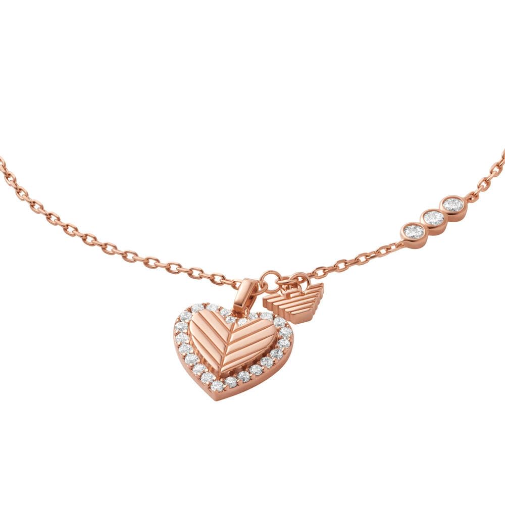 Emporio Armani Pulsera de plata de ley para mujer, oro rosa, EG3626221, Eine Grösse, Plata de ley, No es una piedra preciosa, Rosa melocotón