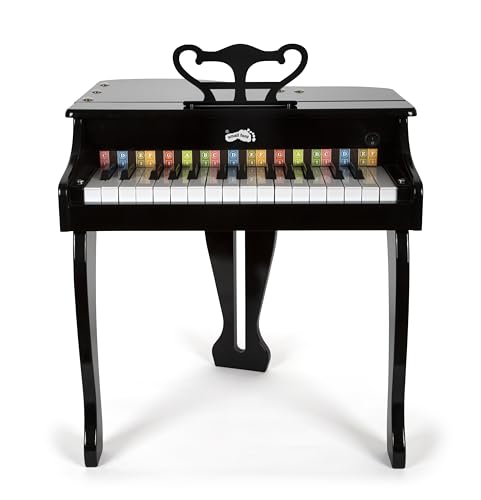 small foot Cola Infantil, Piano electrónico de Madera con Taburete, niños a Partir de 3 años, 12622, Color Black