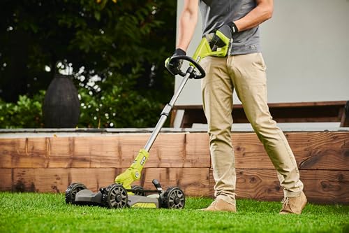 Ryobi RY18LMC30A-120 - Cortacésped 3 en 1 de 18 voltios, Recortadora/cortadora/Barra de Basura, diámetro de 30 cm, 1 batería de 2,0 Ah y 1 Cargador de 1,5 A, RY18LMC30A-120