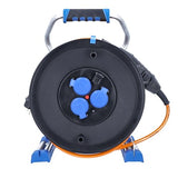 as - Schwabe Cable de extensión Naranja de 40 m con 3 enchufes de protección IP44, Fabricado en Alemania, Color Negro I 23829
