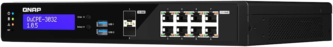 QNAP QuCPE-3032-C3558R-8G Intel C3558R QuCPE-3032-C3558R-8G Intel Atom C3558R 8x2.5GbE RJ45 Ports and 2x10GbE SFP+ Ports 2xM.2 2280 NVMe Slot 60W PS Units