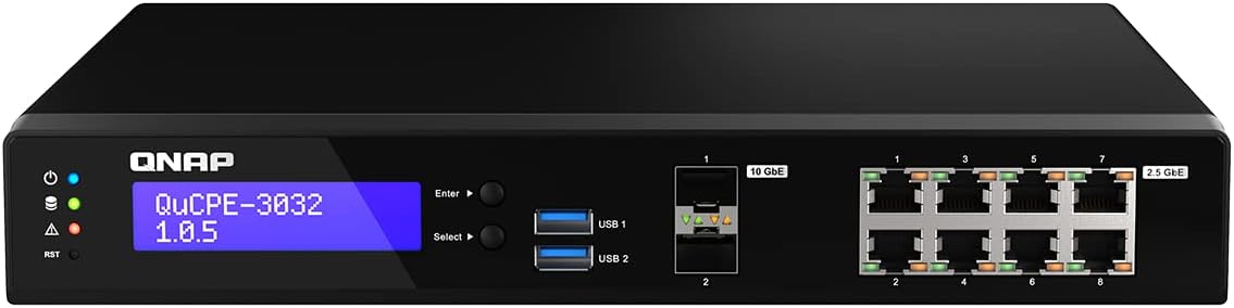QNAP QuCPE-3032-C3558R-8G Intel C3558R QuCPE-3032-C3558R-8G Intel Atom C3558R 8x2.5GbE RJ45 Ports and 2x10GbE SFP+ Ports 2xM.2 2280 NVMe Slot 60W PS Units