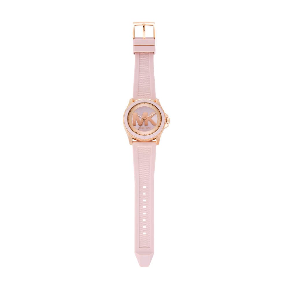 Michael Kors Reloj Everest para Mujer, Movimiento cronógrafo de Cuarzo con Correa de Acero Inoxidable o Silicona, 40 mm, Tono Oro Rosa