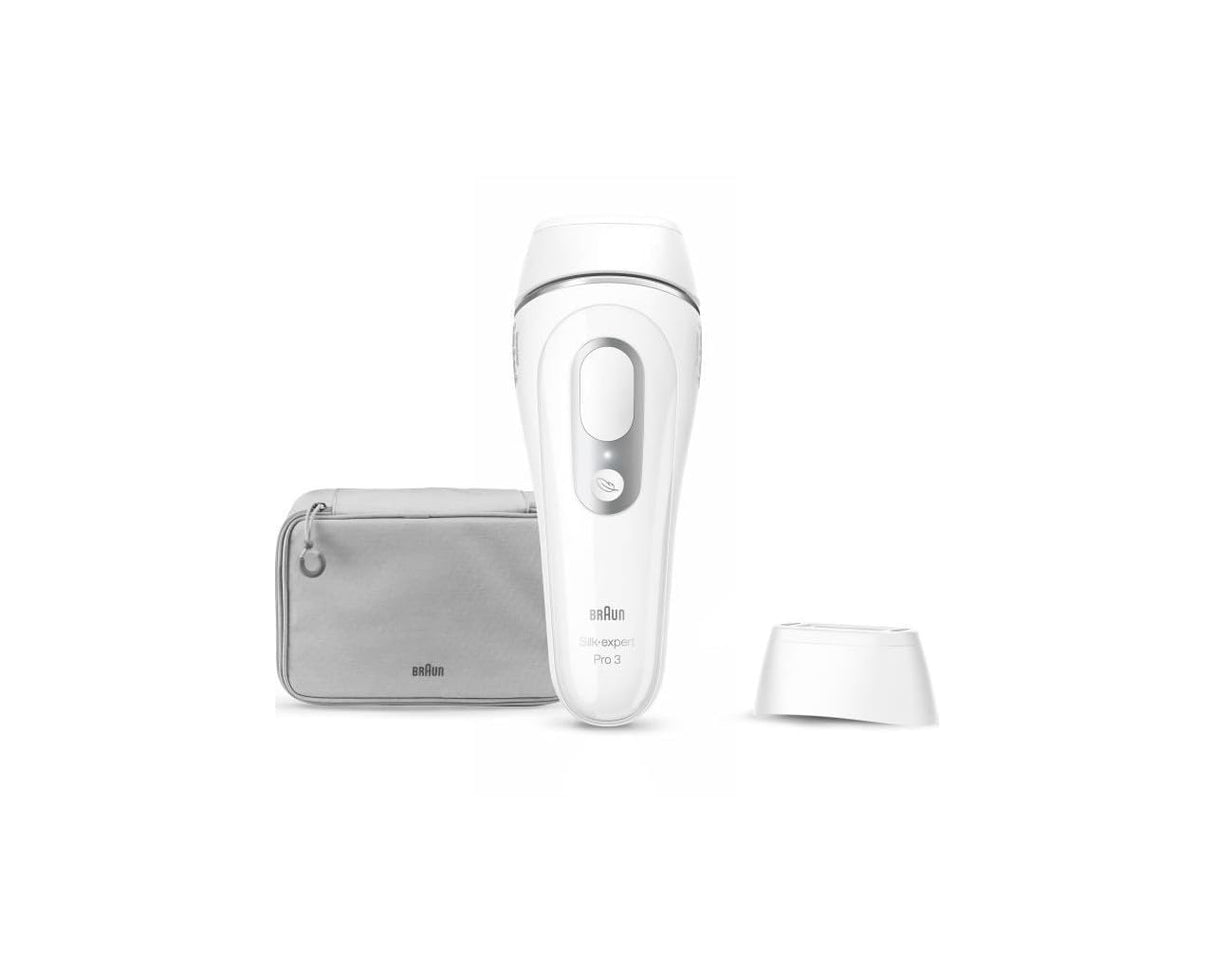 Braun Silk-Expert Pro 3 PL3020 - Depilación láser IPL, alternativa a la depilación láser, alicatadora Venus, 2 cabezas, regalo para mujeres, blanco/plateado