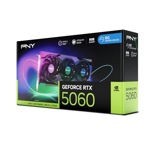 PNY Tarjeta Gráfica GEFORCE RTX™ 5060 8GB ARGB Overclocked Triple Fan DLSS 4