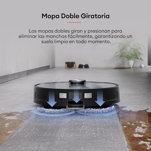 Ultenic MC1 Robot Aspirador y fregasuelos con Mopa Giratoria Doble, Funciones Automáticas: Vaciado, Lavado, Secado, Limpieza de la Base, Navegación LIDAR, 200 min, 5000Pa, WiFi/App/Alexa/Siri/IFTTT