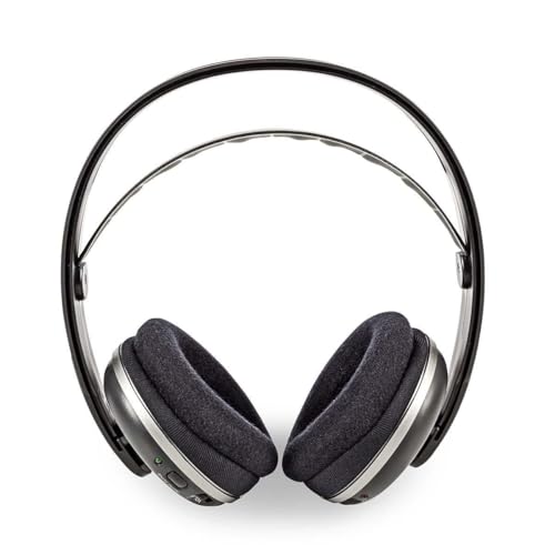NEDIS Wireless TV Headphones | RF | Over-Ear | Maximum Battery Play Time: 11 hrs | 100 m | Digital Audio | Charging Dock | Black/Silver