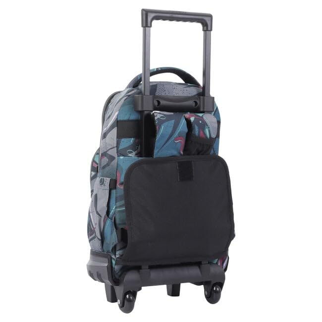 TOTTO - Mochila Escolar con Ruedas Eco-Friendly, Modelo Resma, Capacidad 20 L, Bolsillo para PC 14" y Bolsillos para Botella, Correas en S para Mayor Comodidad, Resistente, Estampado Lienzo