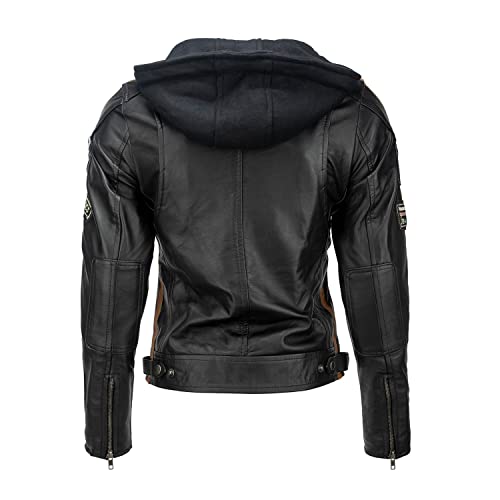 URBAN 5884 Chaqueta Moto Mujer de Cuero Leather '58 LADIES', Cazadora Moto de Piel de Cordero, Armadura Removible para Espalda, Hombros y Codos Aprobada por la CE, Negro, 2XL (UR-156)