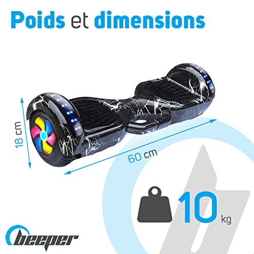 BEEPER - Hoverboard eléctrico 6,5'' Batería Lithium-Ion 4,4 Ah Motor 2x350W RC3