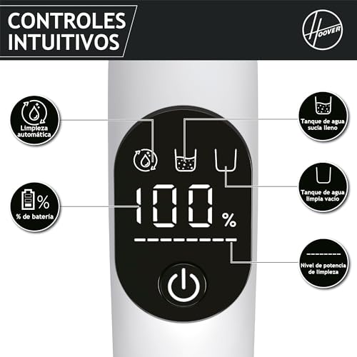 Hoover HW5 Wet and Dry – Aspirador en seco y húmedo, sin Cable, función de fregado, Motor de Alta Potencia, Sistema de Doble Rodillo, 3 Modos, autolimpieza, Aspirador/fregona 2 en 1, 230 W [HW500]