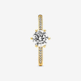Pandora Passions Sparkling Crown 14k gold-plated ring with clear cubic zirconia, 52