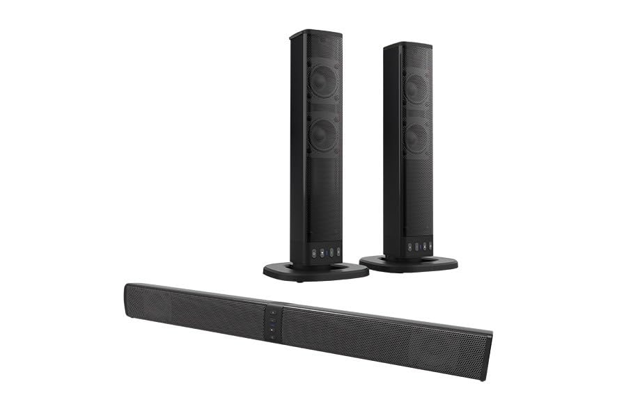 Xoro Barra de Sonido Bluetooth 2 en 1 HSB 55 con 4 x 5 W de Potencia, diseño Compacto, se Puede Utilizar como Altavoz estéreo Independiente o Barra de Sonido, tecnología TWS, batería de 4000 mAh