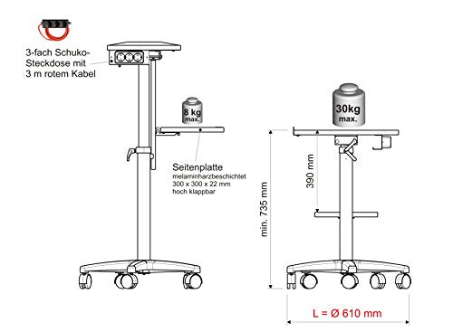 MAUL 9333082, Mesa Alto para proyector, 75, 120 cm