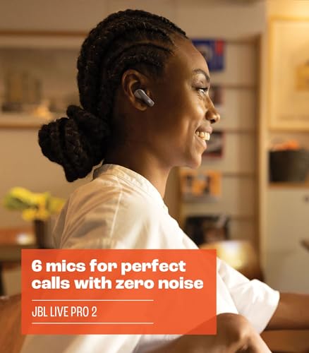 JBL Live Pro 2 TWS Auriculares In Ear Bluetooth con cancelación de ruido, 40h de batería, 6 micrófonos, control táctil, resistentes al agua IPX5, Dual Connect & Sync, color negro