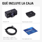 Elgato Facecam 4K – Webcam de Estudio 4K60, Calidad Tipo DSLR a 60 FPS, Compatible con filtros de Lente de 49mm, HDR, vídeo sin comprimir, área de Enfoque optimizada – USB-C para PC y Mac
