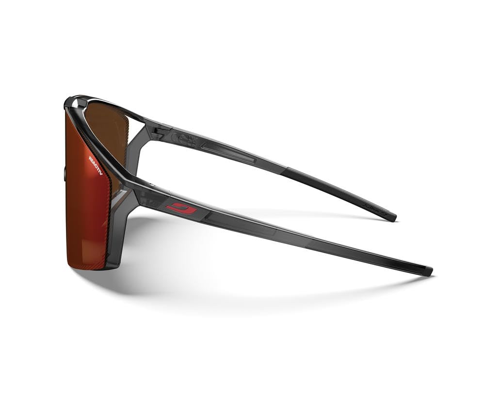 Julbo Edge Gafas DE Sol, Negro TRANSLU Logos Naranja Fluo Mate, Talla única Unisex Adulto