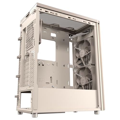 ASUS ProArt PA401 Wood Edition - Chasis ATX con Panel de Metal, Compatible con GPU de 314mm, Compatible con radiadores de 240 mm, Dos Ventiladores de 160mm, Soporte de PSU extraíble - Beige