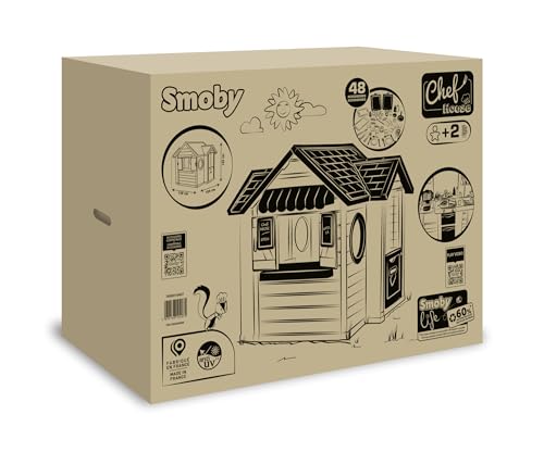 Smoby Life Chef House - Casa Restaurante de Juguete y Cocina para Niños, 48 Accesorios, Caja Registradora, Cocina, Juguete Educativo, protección Anti-UV, Material Reciclado, +2 Años (7600810407)