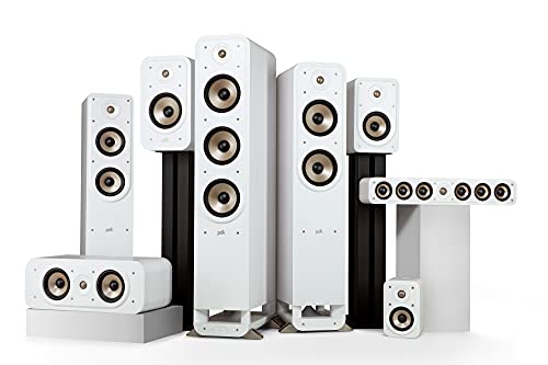Polk Audio Signature Elite ES55 - Altavoz de Torre con Certificado de de Alta resolución y Dolby Atmos y DTS: Compatible con X, Tweeter de 1 Pulgada y (2) Woofers de 6,5 Pulgadas, Color Blanco