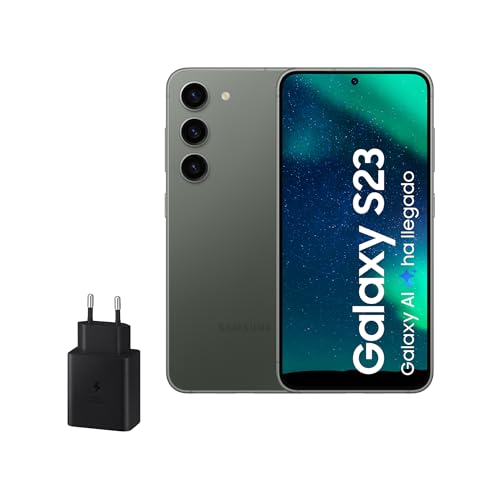 Samsung Galaxy S23, 256GB + Cargador de 45W - Smartphone Android con IA, Teléfono Móvil Desbloqueado, Color Verde (Versión Española)