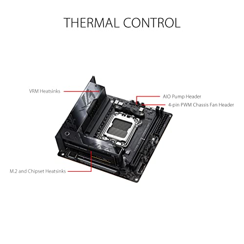 ASUS ROG Strix X670E-I Gaming WiFi - Placa Base ITX (AMD Ryzen AM5, VRM de 10 + 2 Fases, ROG Strix Hive, botón PBO de Modo EZ, PCIe 5.0, DDR5, WiFi 6E, 2 Ranuras M.2, 2 Puertos USB4 de Tipo C)