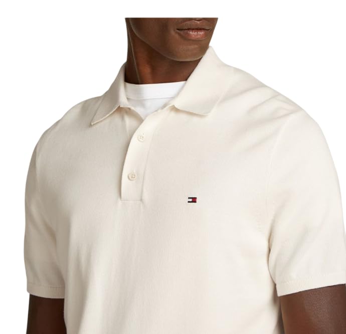 Tommy Hilfiger Polo de manga corta Hombre Essential Cotton Knitted Dick, Marfil (Ivory Petal), M