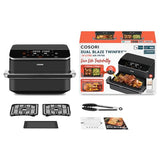 Cosori Freidora de Aire Grande-True Acero Inox-4 Resistencias Dual Blaze TwinFry 10 L-Flexible Doble Cesta Air Fryer 2800 W- Smart WIFI Control– 66 % Eficiencia Energética-6 en 1-Máx 10 Personas