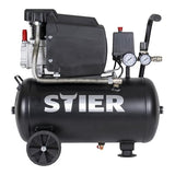 STIER Compresor LKT 240-8-24, 1100 W, presión máxima 8 bar, depósito de 24 litros, 21 kg, adecuado para aplicaciones por ejemplo con pistolas de soplado, pistolas de pintura, pistolas de remaches