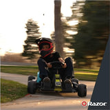Razor Ground Force Elite - Go Kart Eléctrico para Niños 13+ con Marcha Adelante y Marcha Atrás, Velocidad Máxima de 14 mph, Autonomía de 40 Minutos, 350W con Batería de 36V 5Ah - Negro y Azul