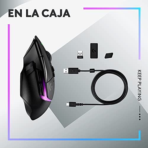 Logitech G G502 X PLUS LIGHTSPEED Ratón inalámbrico RGB para Gaming - Ratón óptico con interruptores híbridos LIGHTFORCE, LIGHTSYNC RGB, sensor HERO 25K, compatible con PC - macOS/Windows - Negro