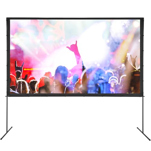 VEVOR Pantalla de Proyector de Pie 120" 16:9 HD Pantalla de Proyección Portátil de Doble Cara Antiarrugas Amplio Ángulo de Visión con Bolsa de Almacenamiento para Proyector de Vídeo de Cine en Casa