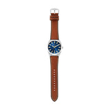 Fossil Reloj Everett para Hombre, Movimiento de Cuarzo con Fecha a Tres Agujas y Correa de Piel o Acero, Marrón y Azul