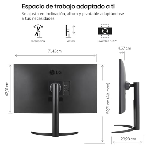 LG 32UR550K-B - Monitor 4K 32", Panel VA, (3840 x 2160), 60Hz, 4ms (GtG), DCI-P3 90%, Pivotable, Negro