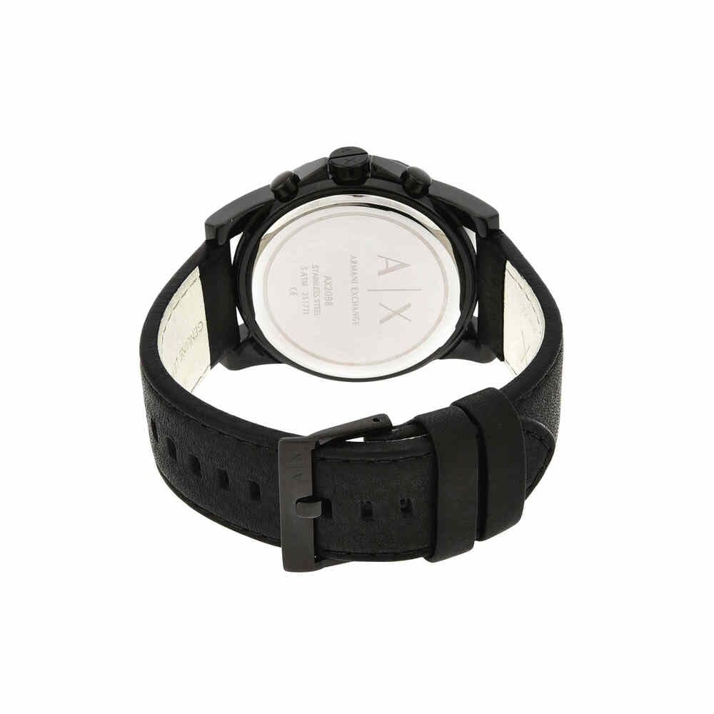 Armani Exchange Reloj Hombre, Movimiento Cronógrafo Cuarzo y Caja 45mm con Pulsera Piel, Grafito