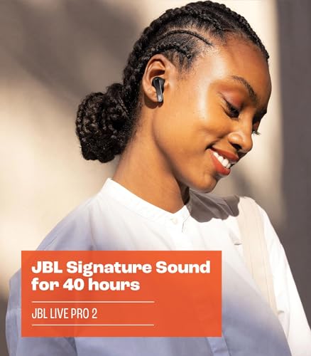JBL Live Pro 2 TWS Auriculares In Ear Bluetooth con cancelación de ruido, 40h de batería, 6 micrófonos, control táctil, resistentes al agua IPX5, Dual Connect & Sync, color negro