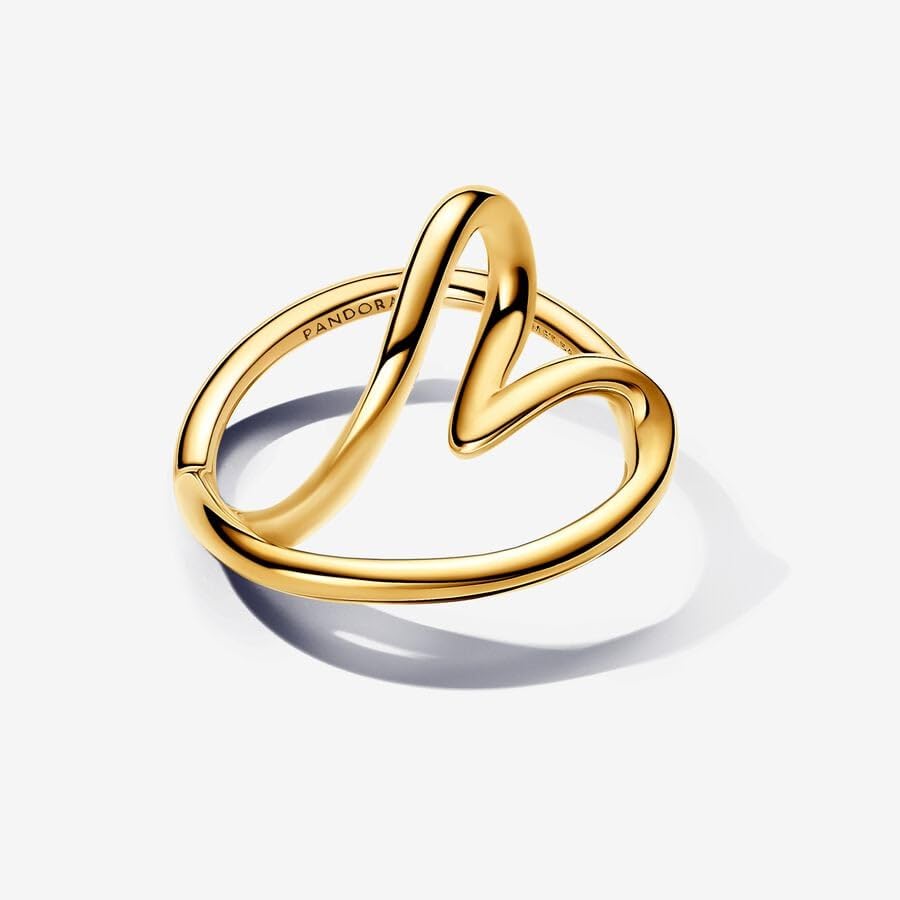 PANDORA Essence Anillo con corazón chapado en oro de 14 quilates, talla 56