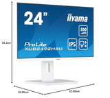 iiyama XUB2492HSU-W6 24" Blanco Panel IPS, 1920x1080100Hz, 15cm Regulable en Altura, Pivotante, Pivot, 250cd/m², Altavoces, HDMI, DisplayPort, 0,4ms MPRT, FreeSync, USB 4X 3.2 (23,8" Vis)