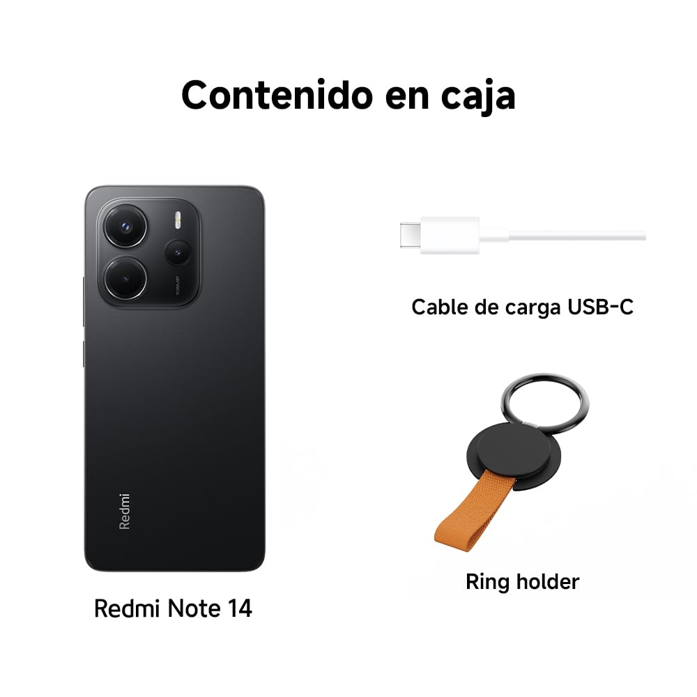 XIAOMI Redmi Note 14 - Smartphone de 8+256GB, Pantalla de 6.67" AMOLED FHD+ 120Hz, MediaTek Helio G99-Ultra, cámara de 108MP, TurboCharge 33W, 5500 mAh, Cargador no Incluido, Negro (Versión ES)