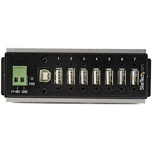 StarTech.com Hub Concentrador Ladrón USB 2.0 de 7 Puertos Industrial - Con protección de 15kV contra Descargas - de Montaje en Carril DIN