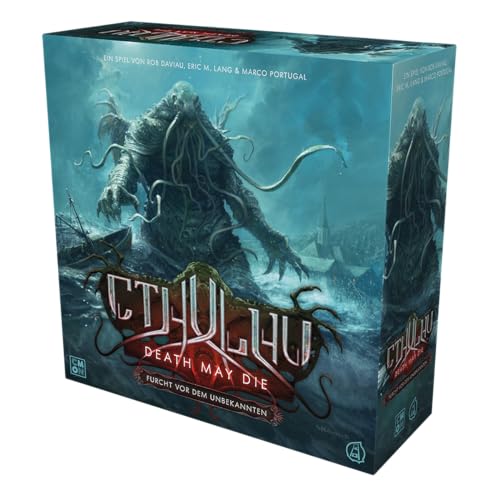 CMON, Cthulhu: Death May Die – Miedo a lo Desconocido, Juego básico, Juego de Expertos, Dungeon Crawler, 1-5 Jugadores, a Partir de 12 años, 90-120 Minutos, alemán, Negro