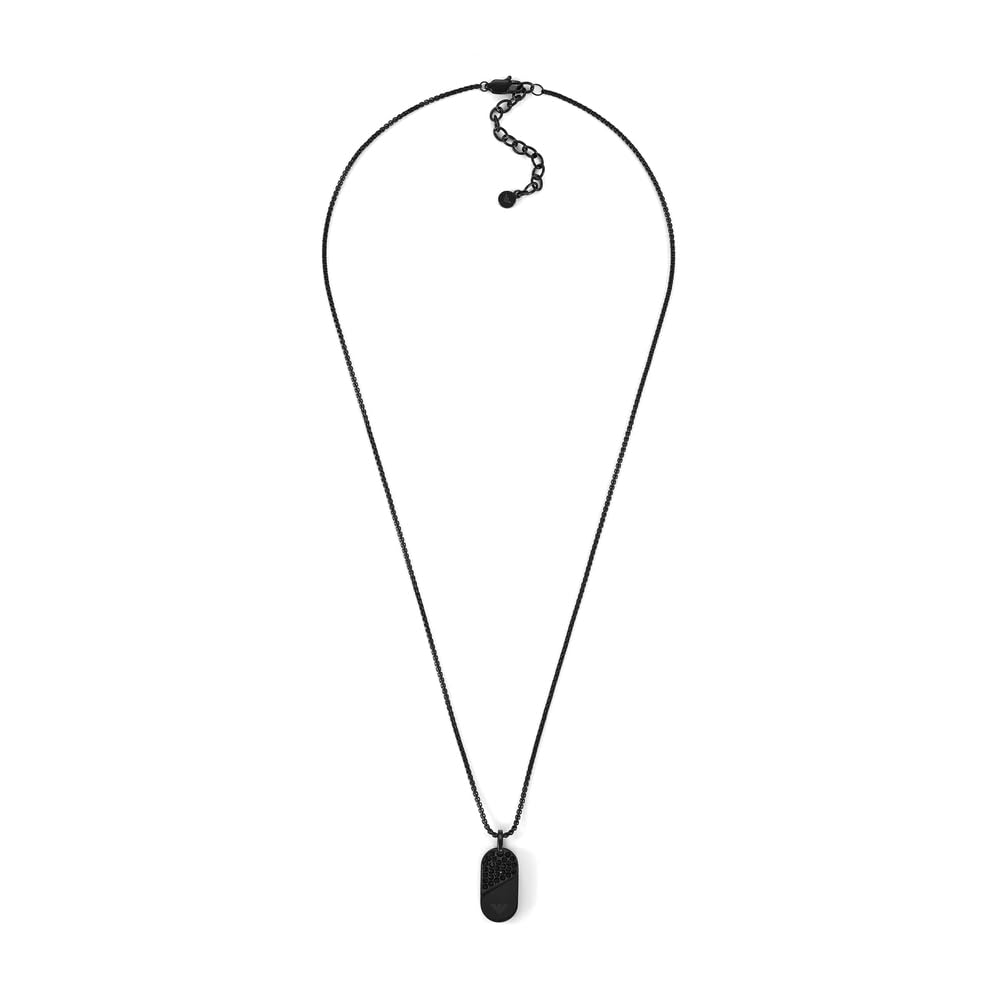 Emporio Armani Collar de acero inoxidable negro para hombre, EGS3138001, talla única, Acero inoxidable, No es una piedra preciosa, Negro (Jett Black)