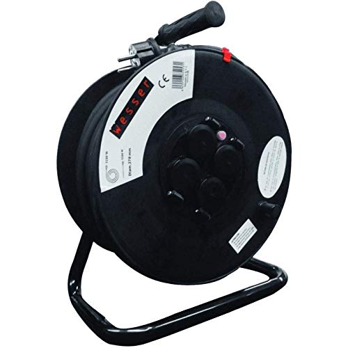 Asein Enrollacable c/Tapa 3X2,5mm de 40mts IP44, Negro, 0