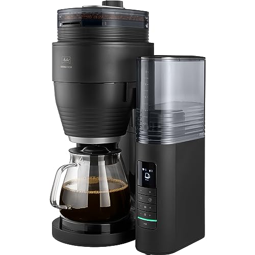 Melitta AromaFresh Pro X - Cafetera de goteo con molinillo integrado, cafetera de filtro con jarra térmica y depósito de agua extraíble, máquina de café para hasta 10 tazas, negro