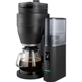 Melitta AromaFresh Pro X - Cafetera de goteo con molinillo integrado, cafetera de filtro con jarra térmica y depósito de agua extraíble, máquina de café para hasta 10 tazas, negro