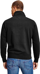 Tommy Hilfiger Hombre Sudadera con Cremallera Mockneck con Media Cremallera, Negro (Black), M