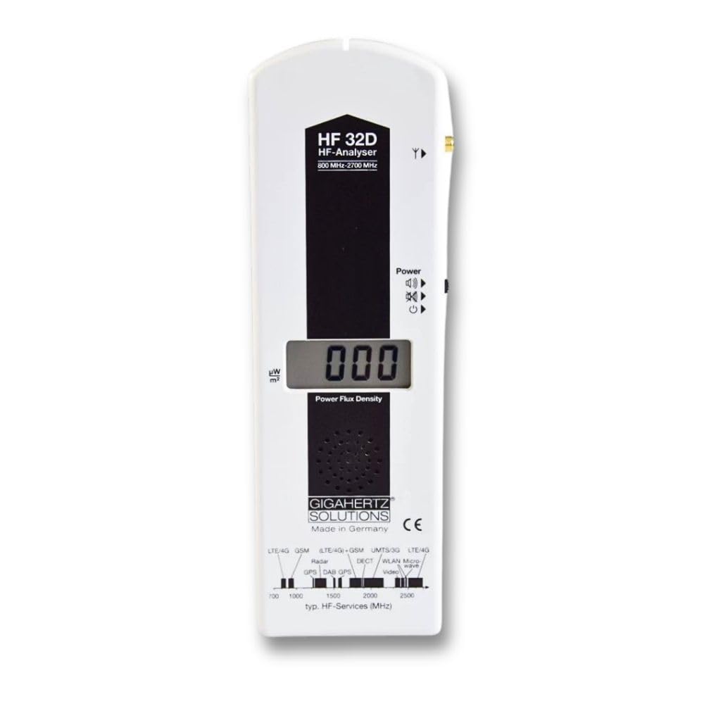 Gigahertz Solutions HF32D - Medidor de campo electromagnético (alta frecuencia, 800 MHz - 2.5 GHz, incluye telefonía móvil GSM)