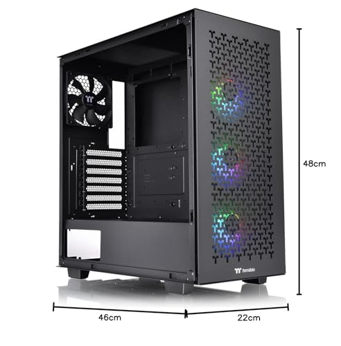 Thermaltake V350 TG ARGB Air Black | PC-Chassis | Mid-Tower-ATX-Case | Vidrio Templado de 4 mm | 4 Ventiladores Incluidos | Negro